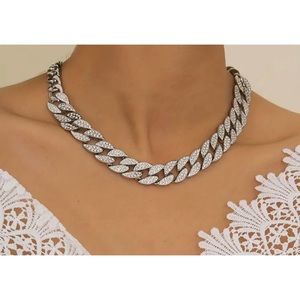 Vintage Inlaid Rhinestone Cuban Chain